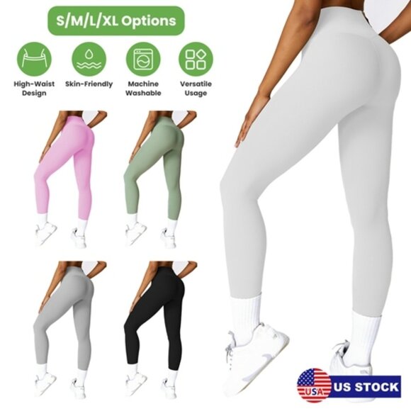 Women\'s High Waist Workout Leggings Tummy Control Compression Yoga - Picture 5 of 5